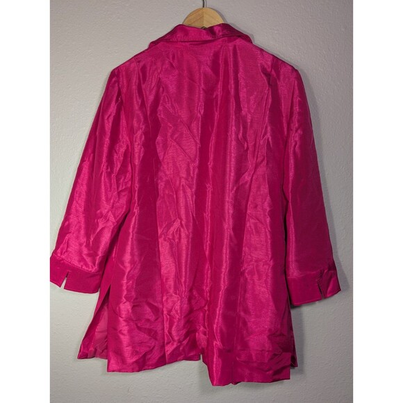 Chico's Hot Pink Topper Jacket Bracelet Sleeve Size 12 14 - Picture 5 of 13